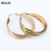 Hoop & Huggie MGUB Stainless Steel Gold Color Earrings 2 Smooth And Frosted Women Fashion Jewelry Whole Real Map LH1891222R