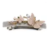 High End Alloy Butterfly Hair Clips Decorated With Crystal Pink For Women