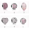 925 Sterling Silver Fit Women Charms Armband Beads Charm Pendant Pink Hearts Love