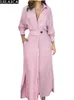 Robes décontractées de base Robe de mode pour les femmes de luxe élégant couleur unie robes de soirée fête poches à glissière Chic Promotion vêtements à manches longues 231215