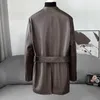 Dames lederen 2023 echte jas dames high-end echte lente schapenvacht v-hals slanke jas chaqueta f