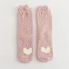 Calcetines Calcetería 5 pares Cómodos calcetines de lana de coral suave Calcetines de mujer Love Cat Paw Print Mid-Tube Warm Cartoon Engrosamiento Calcetines para dormir 231215