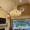 Żyrandole Maria Theresa Crystal żyrandol na foyer lobby korytarz złoty lampa wisząca wystrój domu duży Cristal Schody Light