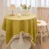 Nappe de table ronde japonaise en coton et lin, tissu de luxe léger de haute qualité, longue salle à manger Y7W237