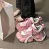 Klänningskor Shanpa Pink Chunky Sneaker Vintage Platform Fashion Harajuku Style Casual Kawaii bekväma damer Athletic 231216