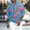 Men's Hoodies Tan Sweatshirt Men Male Spring And Autumn Large Flower All Print Long Sleeve Round Neck Hooded Floral Fashion Trend Memory