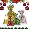 Gift Wrap Christmas Drawstring Pouches Xmas Candy Bags Ribbon Aluminium Film Opp