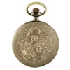 Pocket Watches brons retro romerska siffror Display Quartz Watch Vintage Pendant Clock för män Kvinnliga fob tröja kedja hängande 231216