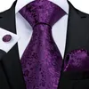 Neckband dibangu för män lila blommig paisley slips affär formell 100% silk tie pock fick fockna set bröllop fest cravat 231216