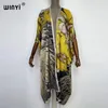 WINYI 2022 Dames Afrika gedrukt vest met vleermuismouwen Vrouwelijke blouse Losse casual cover-up shirts Strand Kimono boho kleding