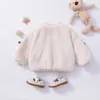 Jassen 2023 Herfst Winter Kinderen Meisjes Jas 3D Cherry Lam Fleece Pluizige Fluwelen Verdikte Kid Jas Casual Baby Meisje Bovenkleding