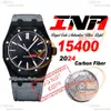 INAF AP15400 A3120 Orologio automatico da uomo Cassa in fibra di carbonio Quadrante nero strutturato Cinturino in nylon grigio Super Edition Reloj Hombre Puretime E5