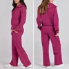 Koşu 2 PCS/Set Sonbahar Kış Paltosu Pantolon Takım Koku Düz Renk Kalın Gevşek Fermuar Dekor Uzun Kollu Geniş Bacak Çekme E