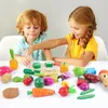 Kitchens Play Food Simulation en bois Série de cuisine d'oeufs Coup Fruits and Légumes Dessert Children's Educational Play House Montessori Toys 231216