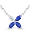 0.4Ctw Marquise Lab Gemstone Diamond Accent Floral Necklace In 14K White Gold