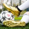 Säkerhetsskor Zhenzu Men Professional Football Boots Kids Boys Football Shoes TF AG Golden Soccer Shoes Cleats Sport Sneakers Storlek 30-44 231216