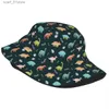 Breda randen hattar hink hattar anpassade dinosaurier och lämnar hink hatt för män kvinnor tryckt sommarrese strandfiskare cl231216