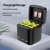 Anslutningar Telesin för GoPro 11 10 9 Batteri 1750mAh LED Light Charging Box TF Card Storage för GoPro Hero 9 10 Batteriladdare Tillbehör