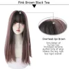 Cosplay Wigs 7JHH WIGS Highlighted Grey Black Kinky Straight Synthetic Wigs With Fluffy Bangs For Women Daily Wear Toupee Heat-Resistant Hair 231215
