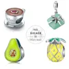 Bisaer Pendant Authentic 925 Sterling Silver Green Emamel Present Box Macaroon Pendant Charm Fit for Women Silver Armband GXC663 Q05249Q