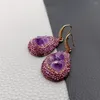 Dangle Earrings YYGEM 24x30mm Natural Amethyst Rough Raw Crystal Pave Drop Party Gifts Jewelry