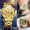 Wristwatches OLEVS Mens Watches Top Brand Luxury Original Waterproof Quartz Watch for Man Gold Skeleton Style 24 Hour Day Night 231216