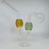 Glass Oil Burner Pipe Water Dog With Stand Base 5in Height Hookah Colorful Smoking Handle pipes OD Bong Nail Dab Rig ZZ