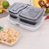 Ta ut containrar 20st 1000 ml engångsmåltidsförberedelse 2-fack Matlagringslåda Mikrovågsäck Säkra lunchlådor (svart med lock)