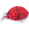 Chapeau en feutre de laine pour femmes, fascinateurs formels à filet Floral, pour Cocktail, église, fête, mariage, Royal Ascot, événement, casquette d'hiver