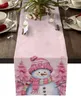 Table Runner Christmas Snowman Pink Christmas Tree Table Runner Wedding Party Decor Table Runner Christmas Dining Table Decor Tablecloth 231216