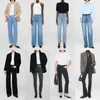 Designer Women Jeans Denim Trousers High-waisted Wide Leg Pants Zipper Button