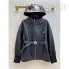 Women's Jackets designer luxuryPA new product hooded PU leather jacket with hardware belt loose men's and women's 9F4B