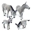 Transformation toys Robots Realistic Grey Donkey Figurines Cute Animals Toys Model Farm Pasture Plastic Model Toy Gift for Children Kids Collection Figures 231216