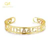 Bangle Gold Name Bangles Personalized ID Family Lover Nameplate Faith Letter Bracelet Stainless Steel Adjusted 231215