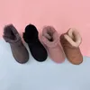 Botas para niños Zapatos para niños pequeños Bota ultra mini de lana Australia Piel de invierno en cuero Piel de oveja Cuero de gamuza 3352 Botines con hebilla Zapatos de diseñador para bebés y niñas