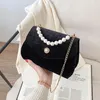 77625 Elegante Velvet Designer Women Shoulder Bag Fashion Party Pearl Chain Crossbody Bags Handtas voor Lady260B