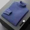 Suéter masculino outono inverno 100% lã camisa de fundo engrossada suéter de gola alta negócios caxemira tricô 231216