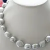 Collier de perles d'eau douce baroques gris argent véritable naturel 9-10mm 18258E