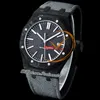 INAF AP15400 A3120 Automatic Mens Watch Carbon Fiber Case Black Textured Stick Dial Gray Nylon Strap Super Edition Reloj Hombre Puretime E5