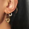 Boucles d'oreilles pendantes pour femmes, 3 pièces/ensemble, tendance, imitation perle, cœur, cerceau rond géométrique, bijoux cadeaux de fête