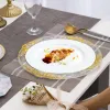 50 PCS Charger Plates White Plastic Tray Round Dishes With Patterns 13 Inches Acrylic Decorative Dining Plate For Table Setting