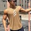 Männer T-Shirts 2023 Neue Männer Tank top Gym Mesh belüftung Workout Fitness sleless hemd männer Pullover Rundhals Sport weste männer UndershL231216