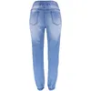 Женские повседневные джинсы-капри, тонкие отбеленные брюки-карандаш в стиле хип-хоп с завязками, модные дизайнерские брюки-карандаш с высокой талией, эластичные