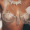 Other Fashion Accessories Sexy Tassel Rhinestone Shell Bra Top Bikini Women Bo Chain Jewelry Shiny Crystal Bo Chest Support Bra Accessories PartyL231215