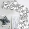 Andra evenemangsfestleveranser 102st Metal Silver White Balloons Garland Arch Kit Silver Conffeti Balloon Globos för Baby Shower Birthday Wedding Party Decor 231215