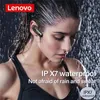 Hörlurarna Lenovo XE06 Bluetooth trådlösa hörlurar IPX7 Vattentät headset med dubbla mic -halsband hörlurar för sportkörning fitness yoga