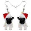 Dangle Lustre Acrylique Noël Doux Carlin Chien Boucles D'oreilles Goutte Mignon Animaux Cadeau Femmes Fille Adolescents Enfant Festival Charmes Décoration B319T