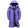 Men's Down Parkas Przyjazd zima Kurtki męskie moda płaszcza zagęszcza ciepło 90% białe kaczki w dół płaszcza dla mężczyzn z kapturem czarne długie parka 231215