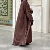 Roupas étnicas 2 peças abaya vestido longo para mulheres ramadan islâmico hijab robe dubai festa turca kaftan outfit conjunto muçulmano (sem lenço)