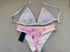 Sexy g Conjuntos de bikini para mujeres de diseñador Vendaje Traje de baño Crop Top Traje de baño Tanga Traje de baño Corte alto Ropa de playa Estampado sólido Nuevo bañista # 84 KL82